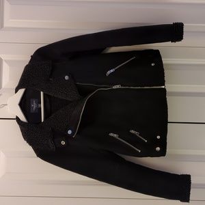 American Eagle Faux Suede Sherpa Jacket, Size XS